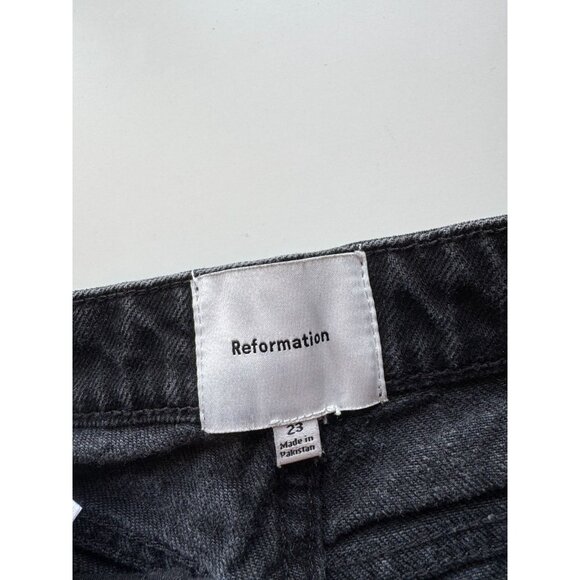 REFORMATION Jax Black Stretch High Rise Straight Jeans, Size 23 - Picture 9 of 12